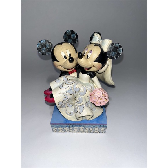 Disney Traditions Jim Shore Enesco Mickey & Minnie Mouse Wedding Congratulations - Picture 1 of 7